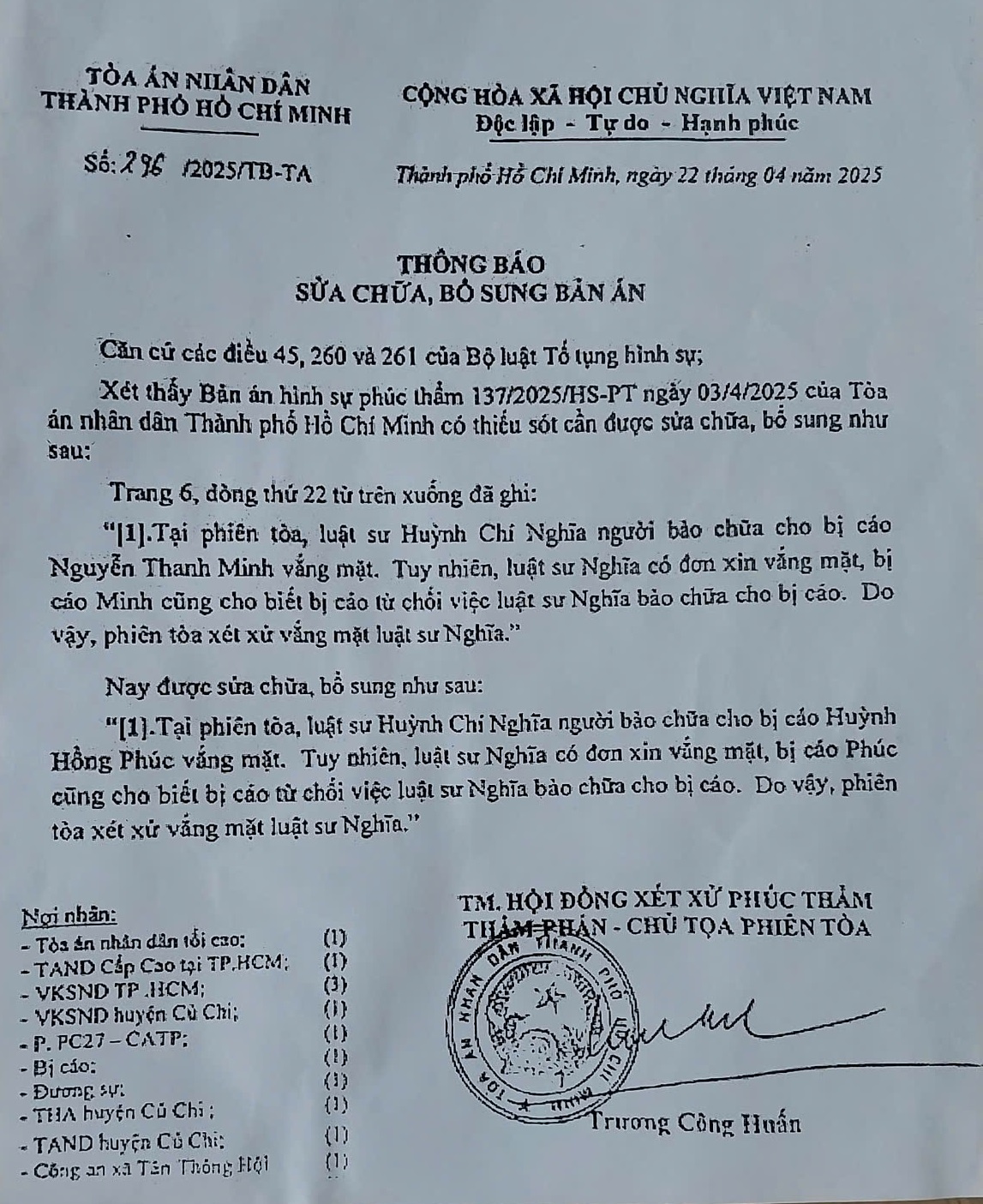TP. Hồ Chí Minh: Tòa Phúc thẩm hủy bản án sơ thẩm để điều tra lại, bảo đảm xử đúng người đúng tội