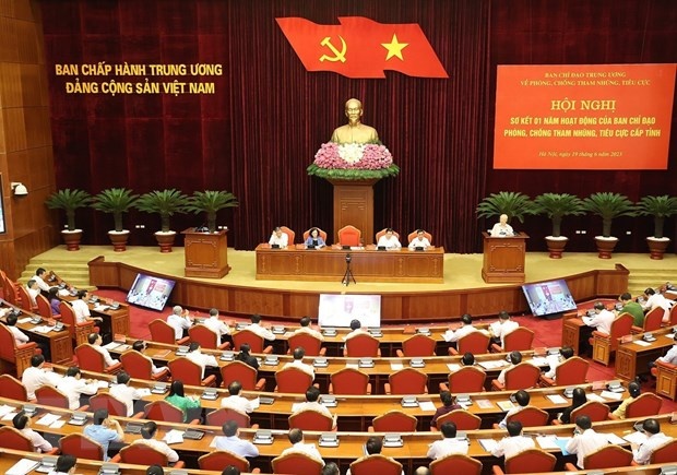 Tổng Bí thư Nguyễn Phú Trọng phát biểu kết luận hội nghị. (Ảnh: Trí Dũng/TTXVN)