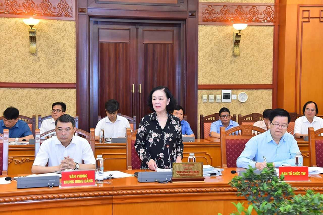 Thường trực Ban Bí thư Trương Thị Mai phát biểu tại Hội nghị - Ảnh: VGP/Nguyễn Hoàng
