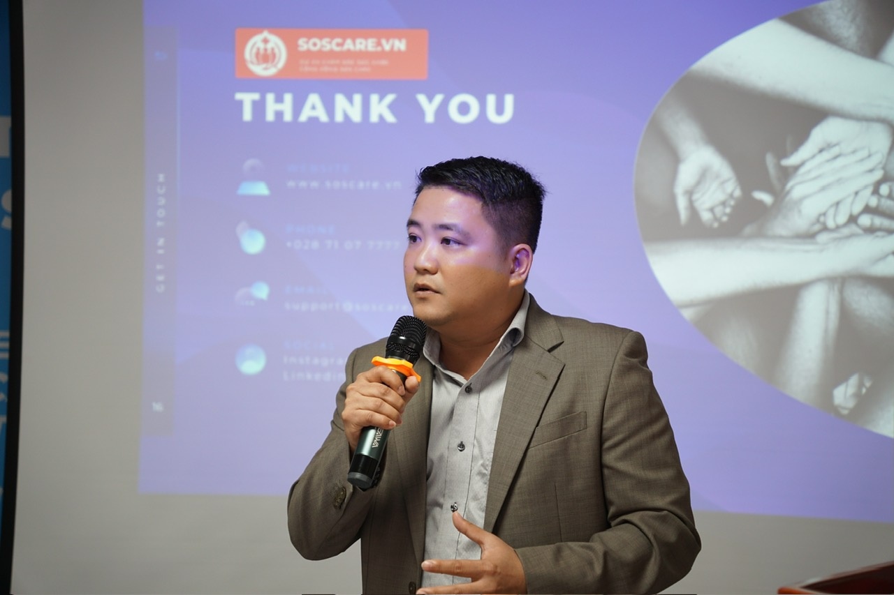 Ông Nguyễn Tuấn Khởi - Giám Đốc điều hành Dự án SOSCare phát biểu tại sự kiện.