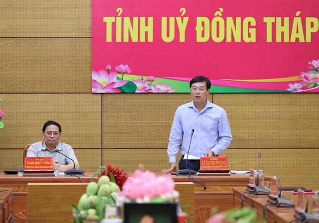 Bí thư Tỉnh ủy Đồng Tháp Lê Quốc Phong phát biểu tại cuộc làm việc - Ảnh: VGP/Nhật Bắc