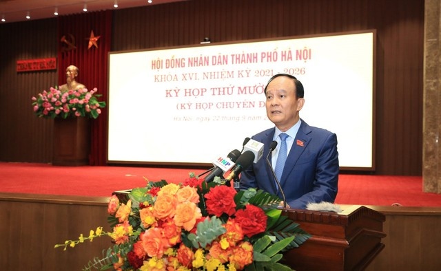 Chủ tịch HĐND TP. Hà Nội Nguyễn Ngọc Tuấn phát biểu khai mạc kỳ họp - Ảnh: VGP/Gia Huy