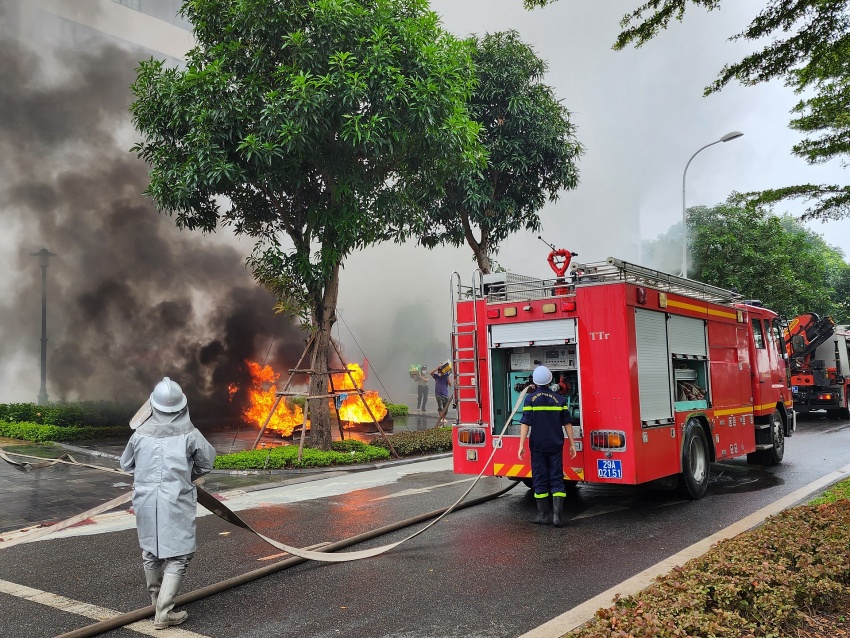 Huyện Thanh Trì: Diễn tập phương án chữa cháy và cứu nạn cứu hộ