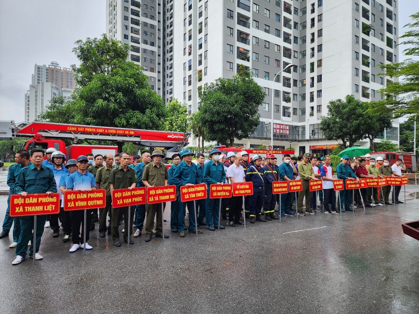 Thanh Trì: Diễn tập phương án chữa cháy và cứu nạn cứu hộ