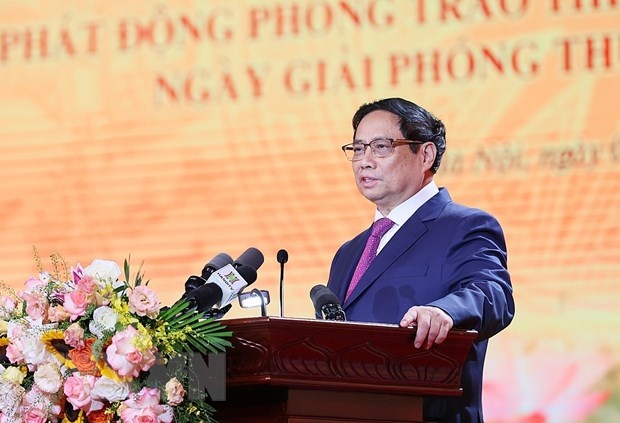 Thủ tướng Phạm Minh Chính phát biểu. (Ảnh: Dương Giang/TTXVN)