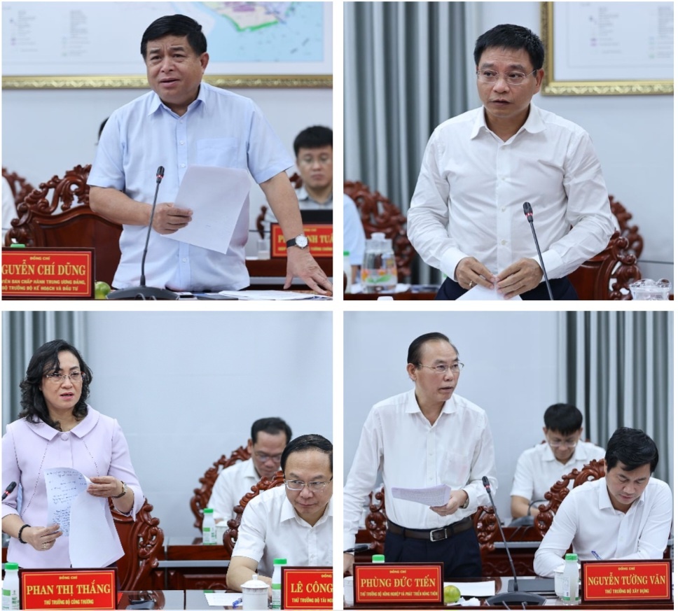 Lãnh đạo các bộ phát biểu tại buổi làm việc - Ảnh: VGP/Nhật Bắc