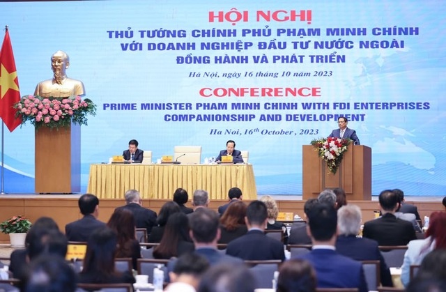 Hội nghị Thủ tướng Chính phủ với cộng đồng doanh nghiệp có vốn đầu tư nước ngoài tại Việt Nam được tổ chức dưới sự chủ trì của Thủ tướng Phạm Minh Chính - Ảnh: VGP/Nhật Bắc Hội nghị Thủ tướng Chính phủ với cộng đồng doanh nghiệp có vốn đầu tư nước ngoài tại Việt Nam được tổ chức dưới sự chủ trì của Thủ tướng Phạm Minh Chính - Ảnh: VGP/Nhật Bắc