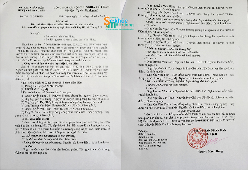 Sai phạm tại trang trại lợn Thọ Hà (Trung Mỹ - Bình Xuyên): Kiểm điểm hàng loạt cán bộ liên quan
