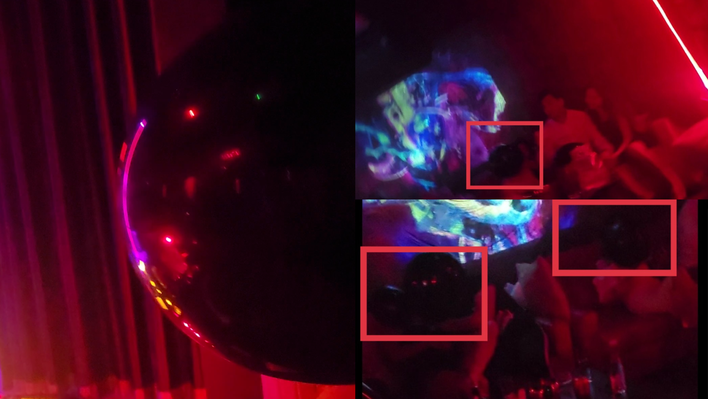 Khách hàng được nhân viên tiếp “bóng cười” liên tục tại quán bar The Kollab. Ảnh cắt từ video Khách hàng được nhân viên tiếp “bóng cười” liên tục tại quán bar The Kollab. Ảnh cắt từ video