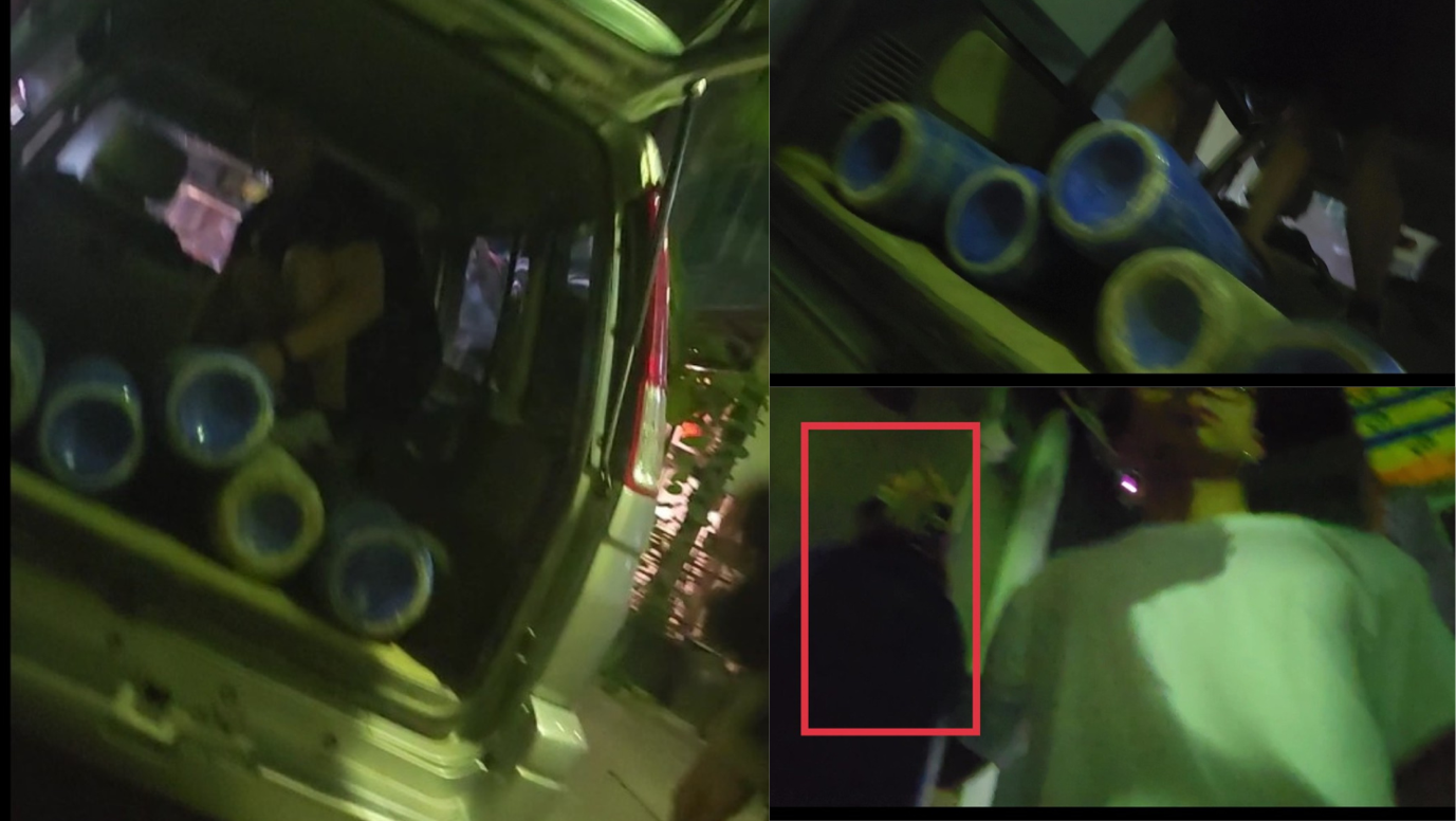 Nhân viên vận chuyển các bình khí N2O từ xe ô tô lên khu vực tầng 2 của The Kollab. Ảnh cắt từ video Nhân viên vận chuyển các bình khí N2O từ xe ô tô lên khu vực tầng 2 của The Kollab. Ảnh cắt từ video