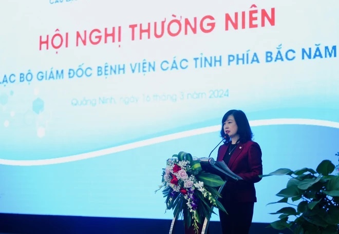 Bộ trưởng Bộ Y tế Đào Hồng Lan phát biểu tại Hội nghị. (Ảnh: PV/Vietnam+)