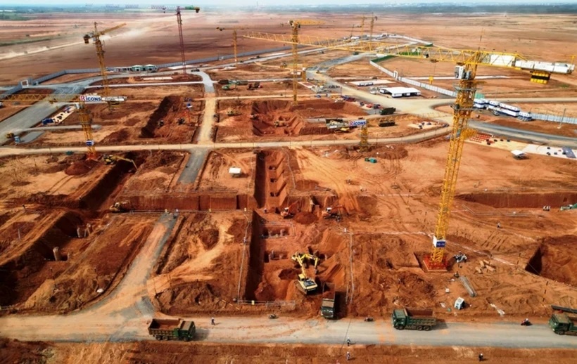 Nhà thầu thi công Dự án Cảng Hàng không Quốc tế Long Thành. (Ảnh: PV/Vietnam+)