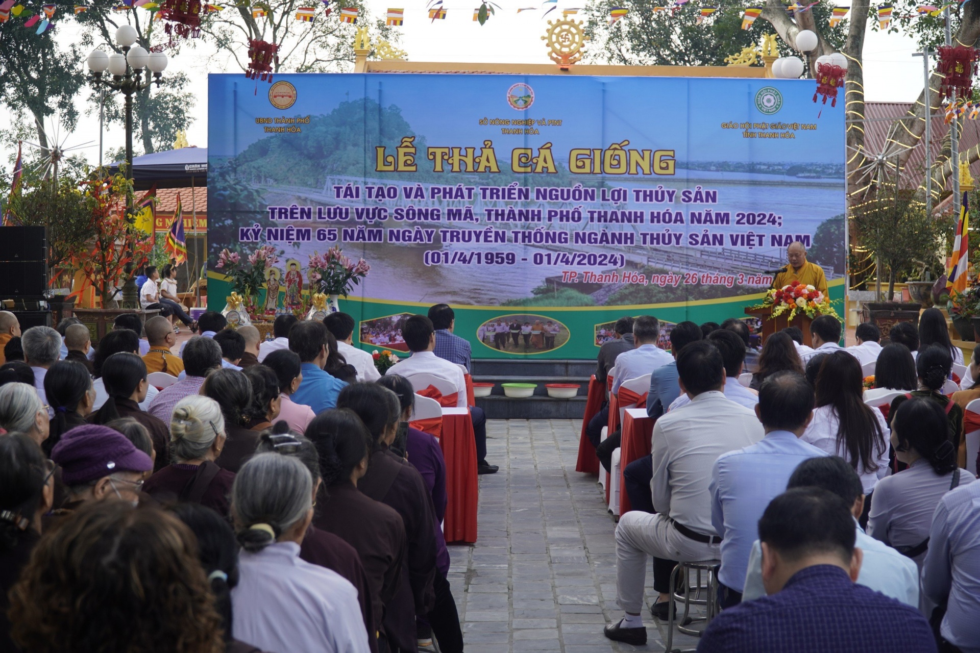 Toàn cảnh Lễ thả cá giống tái tạo và phát triển nguồn lợi thủy sản trên lưu vực sông Mã năm 2024