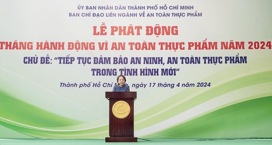 Bà Phạm Khánh Phong Lan - Giám đốc Sở An toàn thực phẩm TP. Hồ Chí Minh phát biểu tại lễ phát động.