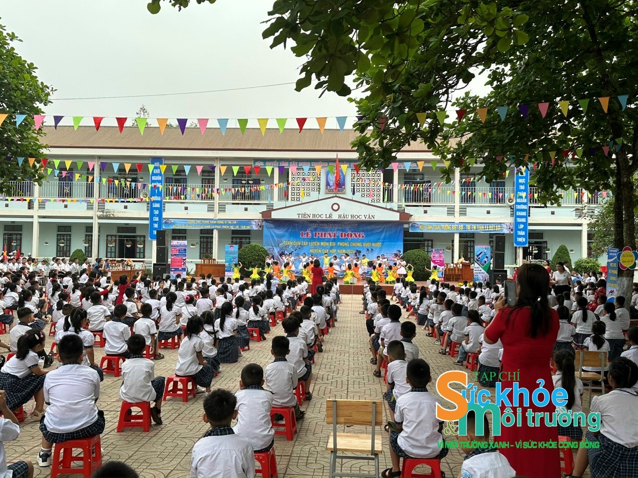 Tham gia lễ phát động có 640 em học sinh và hơn 100 cán bộ giáo viên