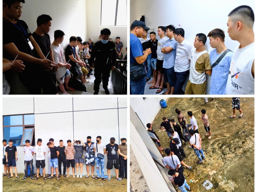 ​​​​​​​Lực lượng chức năng bắt giữ các đối tượng bỏ chạy theo hướng cầu thang bộ, ban công..