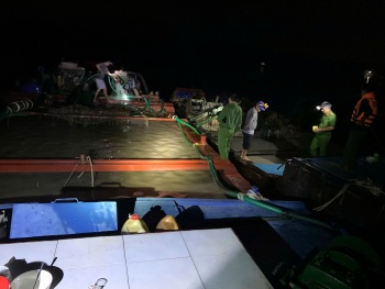 ben tre bat giu nhieu phuong tien khai thac va van chuyen cat song trai phep