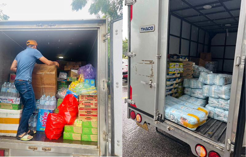 Sức khỏe và môi trường cùng một số nhà hảo tâm đi cứu trợ nhân dân bị ảnh hưởng do lũ tại huyện Lập Thạch, Sông Lô