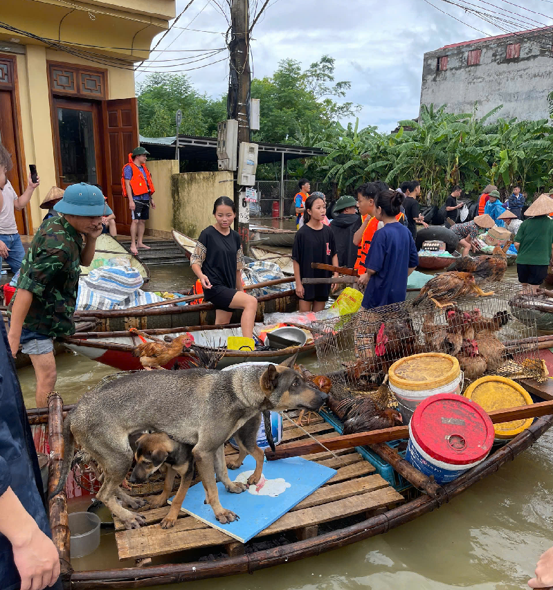 Sức khỏe và môi trường cùng một số nhà hảo tâm đi cứu trợ nhân dân bị ảnh hưởng do lũ tại huyện Lập Thạch, Sông Lô