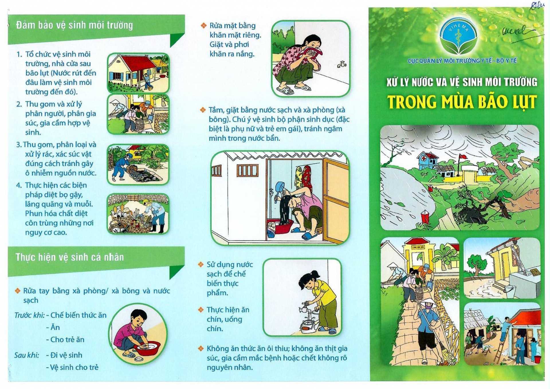 Xử lý nước và vệ sinh môi trường, đảm bảo y tế sau mưa lũ