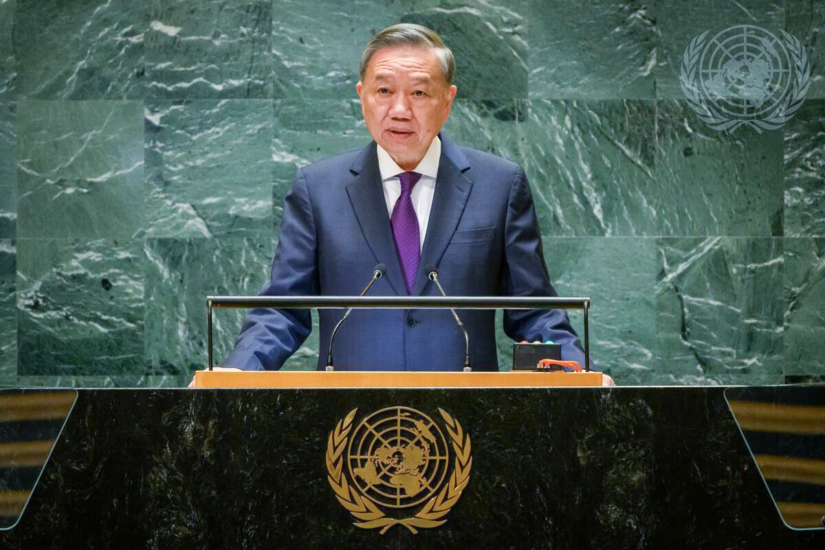 Tổng Bí thư, Chủ tịch nước Tô Lâm nhấn mạnh hoà bình, ổn định là nền tảng để kiến tạo một tương lai thịnh vượng và các quốc gia - Ảnh: Liên Hợp Quốc