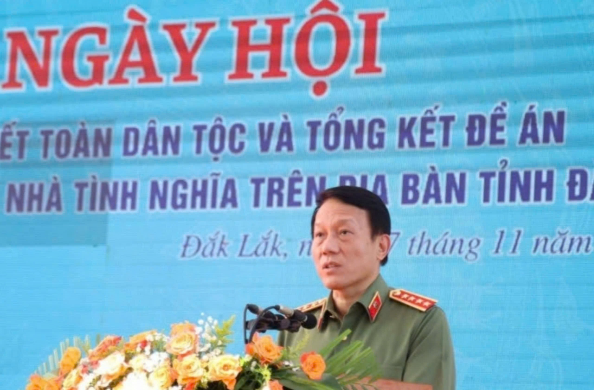 Đại tướng Lương Tam Quang, Ủy viên Bộ Chính trị, Bộ trưởng Bộ Công an phát biểu tại Ngày hội.