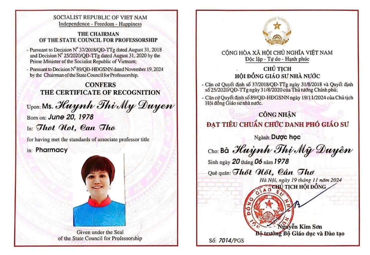 Phó giáo sư, Tiến sĩ Huỳnh Thị Mỹ Duyên: Tâm huyết góp sức vào chiến lược phát triển ngành Dược Việt Nam Phó giáo sư, Tiến sĩ Huỳnh Thị Mỹ Duyên: Tâm huyết góp sức vào chiến lược phát triển ngành Dược Việt Nam