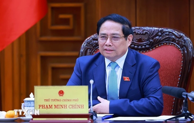 Thủ tướng Phạm Minh Chính chủ trì Phiên họp thứ nhất Ban Chỉ đạo tổng kết thực hiện Nghị quyết số 18-NQ/TW về đổi mới, sắp xếp tổ chức bộ máy. (Ảnh: TTXVN)