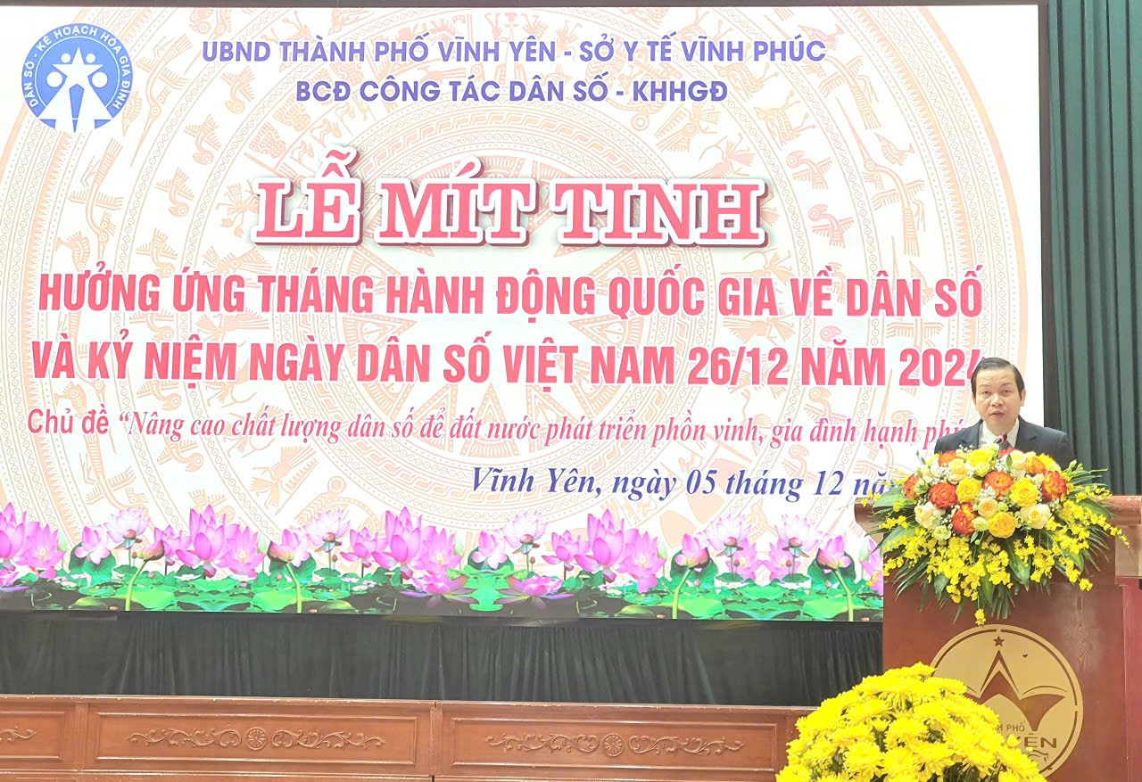 Vĩnh Phúc mít tinh hưởng ứng Tháng hành động quốc gia về dân số và kỷ niệm Ngày dân số Việt Nam 26/12