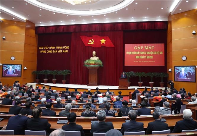   Tổng Bí thư Tô Lâm phát biểu tại buổi gặp mặt. Ảnh: TTXVN