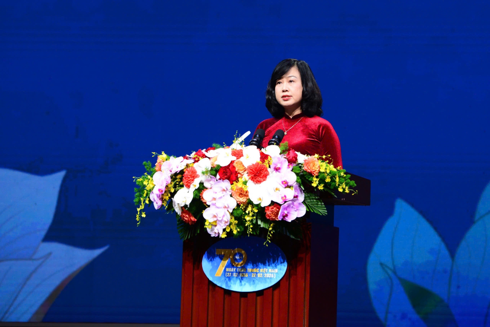 Bộ trưởng Bộ Y tế Đào Hồng Lan phát biểu tại Lễ kỷ niệm 70 năm Ngày Thầy thuốc Việt Nam 27/2. Ảnh: BTC. Bộ trưởng Bộ Y tế Đào Hồng Lan phát biểu tại Lễ kỷ niệm 70 năm Ngày Thầy thuốc Việt Nam 27/2. Ảnh: BTC.