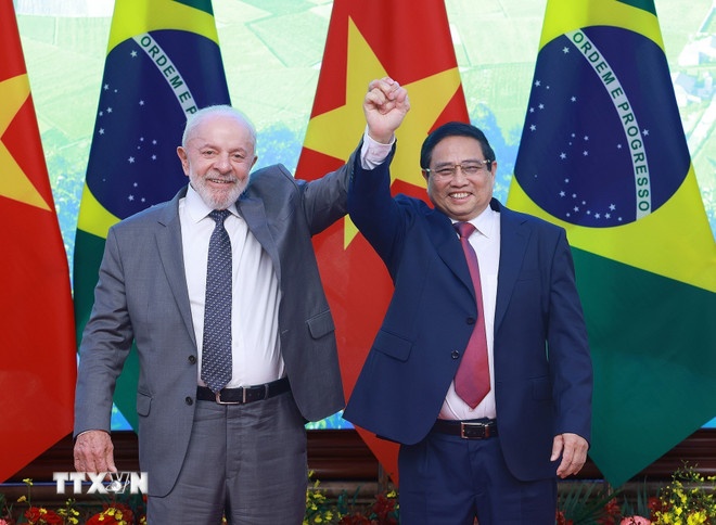 Thủ tướng Phạm Minh Chính tiếp Tổng thống Brazil Luiz Inácio Lula da Silva. (Ảnh: TTXVN) Thủ tướng Phạm Minh Chính tiếp Tổng thống Brazil Luiz Inácio Lula da Silva. (Ảnh: TTXVN)