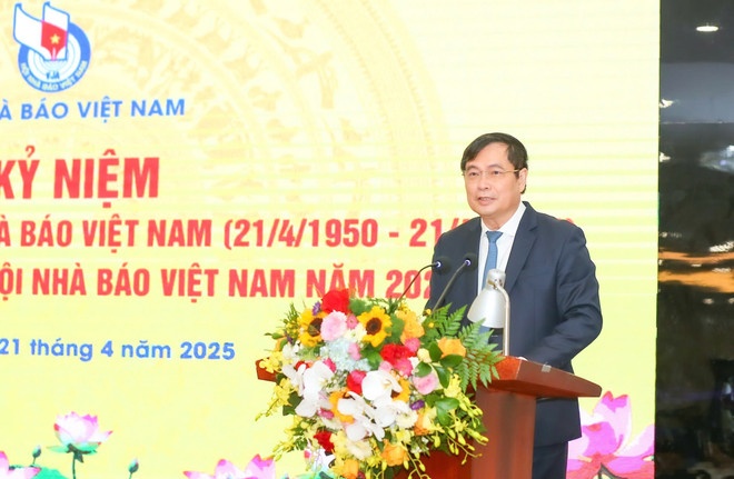 Ông Phan Xuân Thủy, Phó Trưởng Ban Tuyên giáo và Dân vận Trung ương phát biểu tại Lễ kỷ niệm. (Ảnh: Vietnam+)