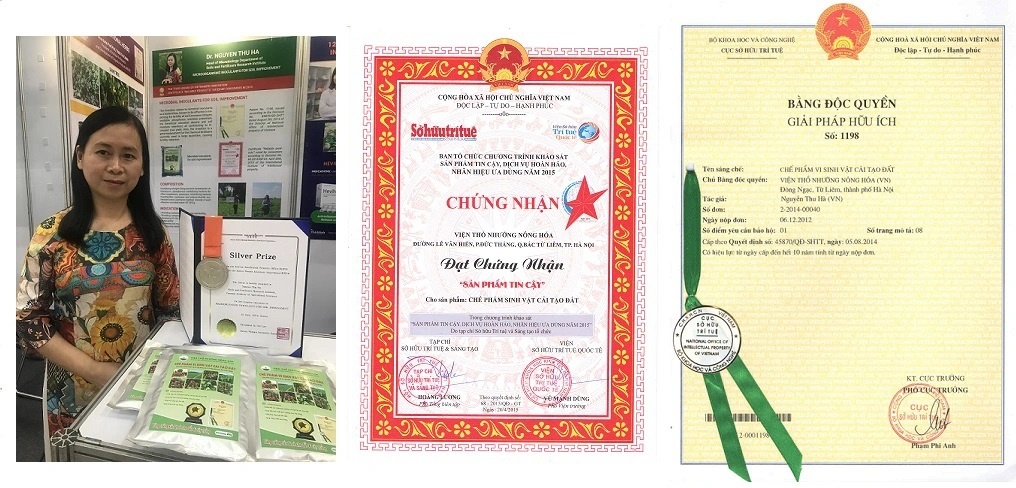 TS Nguyễn Thu Hà với các sáng chế sản phẩm vi sinh cải tạo đất