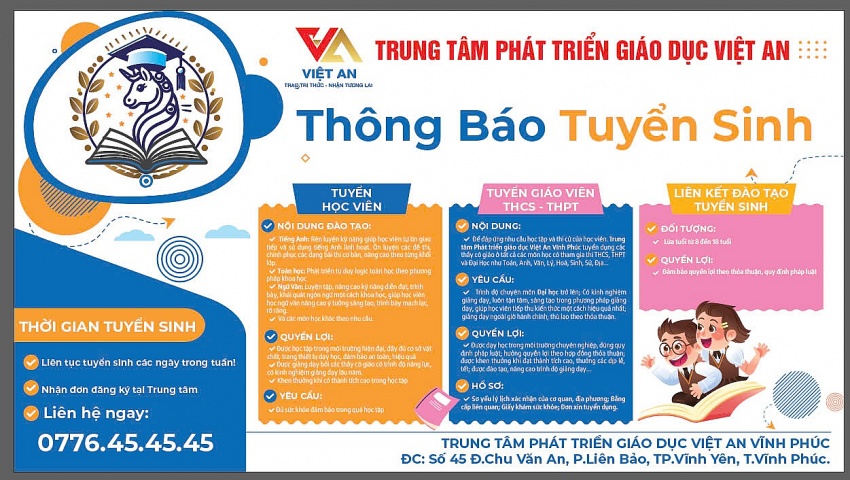 Trung tâm Phát triển giáo dục Việt An Vĩnh Phúc: Kiến tạo nền tảng vững chắc cho thế hệ tương lai