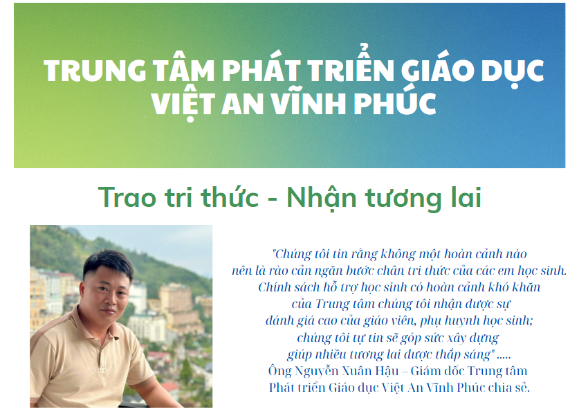 Trung tâm Phát triển giáo dục Việt An Vĩnh Phúc: Kiến tạo nền tảng vững chắc cho thế hệ tương lai