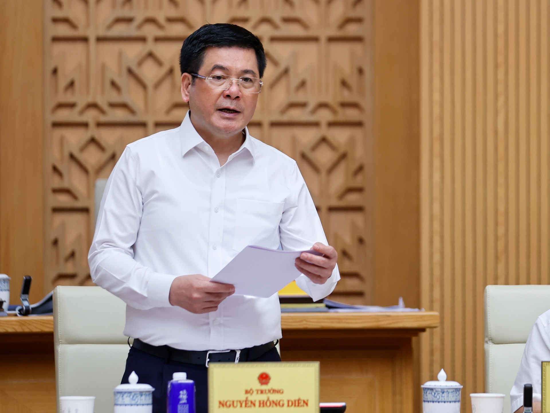 Bộ trưởng Bộ Công Thương Nguyễn Hồng Diên phát biểu tại Phiên họp - Ảnh: VGP