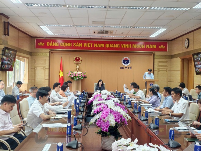 Các đại biểu tham dự Hội nghị tại điểm cầu Bộ Y tế. (Ảnh: Vietnam+) Các đại biểu tham dự Hội nghị tại điểm cầu Bộ Y tế. (Ảnh: Vietnam+)