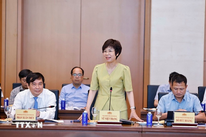 Tổng giám đốc Thông tấn xã Việt Nam Vũ Việt Trang phát biểu. (Ảnh: TTXVN) Tổng giám đốc Thông tấn xã Việt Nam Vũ Việt Trang phát biểu. (Ảnh: TTXVN)