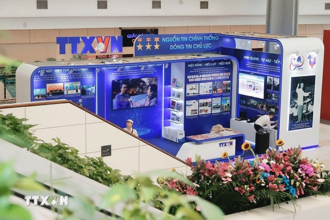   Gian trưng bày của TTXVN tại Hội Báo. (Ảnh:  TTXVN)