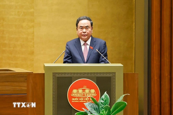 Chủ tịch Quốc hội Trần Thanh Mẫn phát biểu bế mạc Kỳ họp. (Ảnh: TTXVN) Chủ tịch Quốc hội Trần Thanh Mẫn phát biểu bế mạc Kỳ họp. (Ảnh: TTXVN)