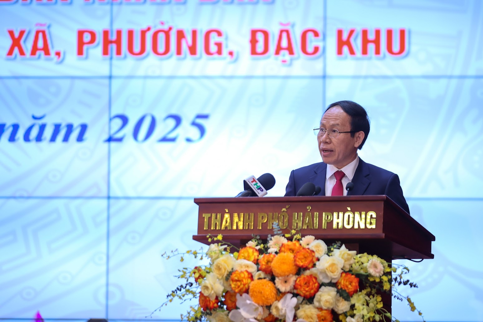   Bí thư Thành ủy Hải Phòng Lê Tiến Châu phát biểu tiếp thu các ý kiến chỉ đạo của Thủ tướng Phạm Minh Chính - Ảnh: VGP