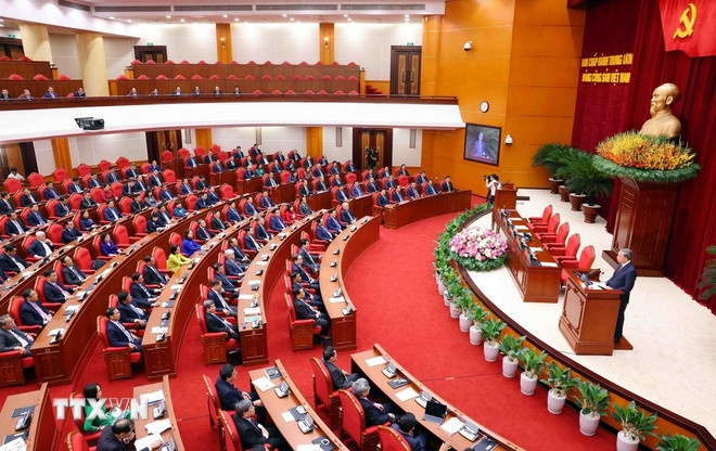 Tổng Bí thư Tô Lâm phát biểu bế mạc Hội nghị lần thứ 12 Ban Chấp hành Trung ương Đảng khóa XIII. (Ảnh: TTXVN) Tổng Bí thư Tô Lâm phát biểu bế mạc Hội nghị lần thứ 12 Ban Chấp hành Trung ương Đảng khóa XIII. (Ảnh: TTXVN)