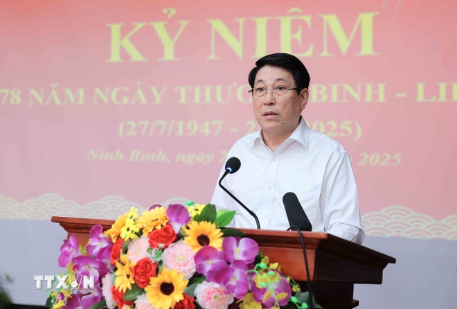 Chủ tịch nước Lương Cường phát biểu. (Ảnh: TTXVN) Chủ tịch nước Lương Cường phát biểu. (Ảnh: TTXVN)