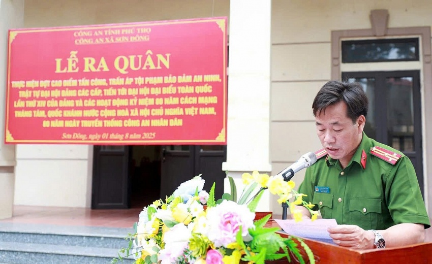 undefined Công an xã Sơn Đông (Phú Thọ): Ra quân thực hiện đợt cao điểm tấn công, trấn áp tội phạm, bảo đảm an ninh, trật tự