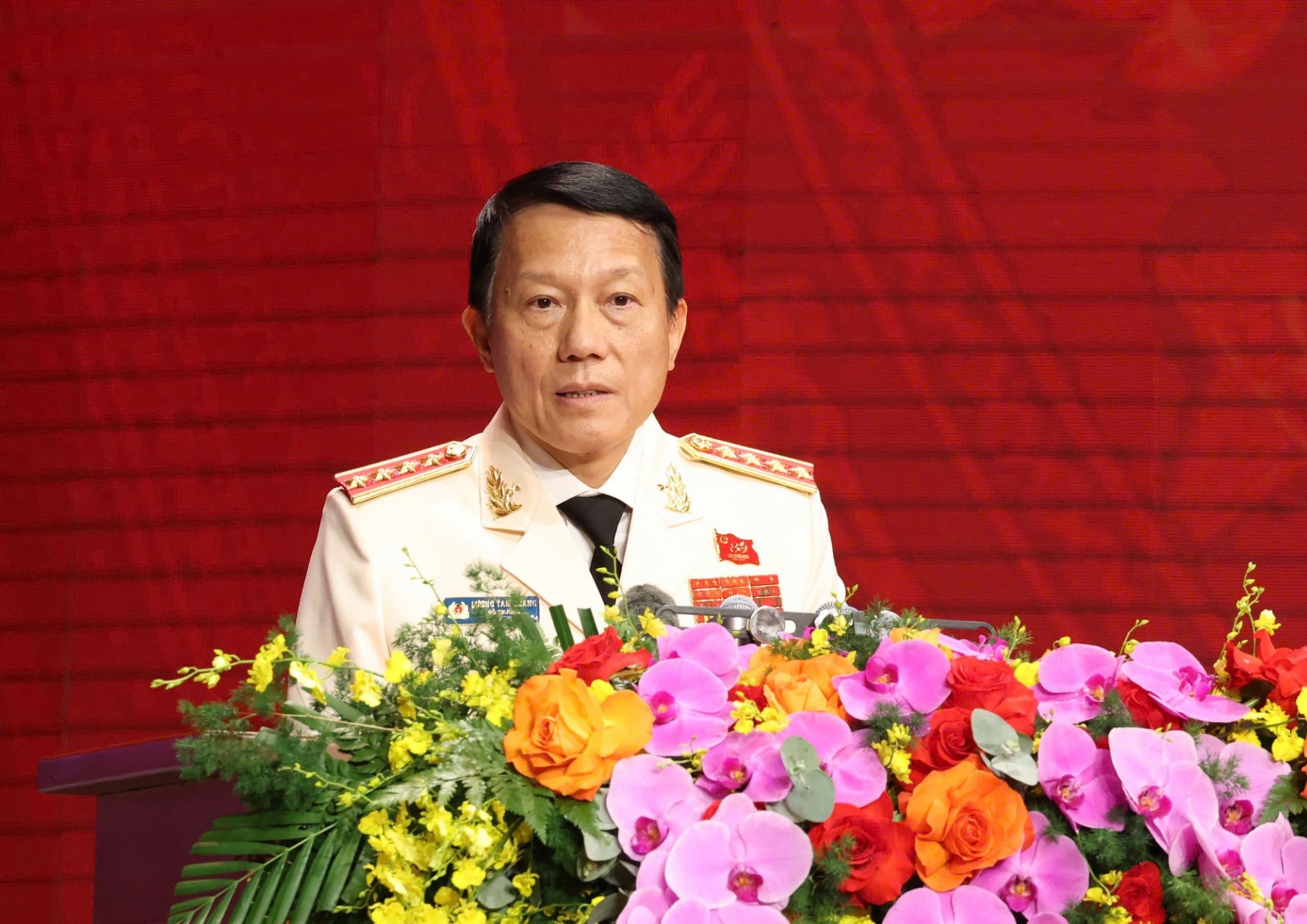 Đại tướng Lương Tam Quang, Bí thư Đảng ủy Công an Trung ương, Bộ trưởng Bộ Công an phát biểu tại buổi lễ - Ảnh: VGP Đại tướng Lương Tam Quang, Bí thư Đảng ủy Công an Trung ương, Bộ trưởng Bộ Công an phát biểu tại buổi lễ - Ảnh: VGP