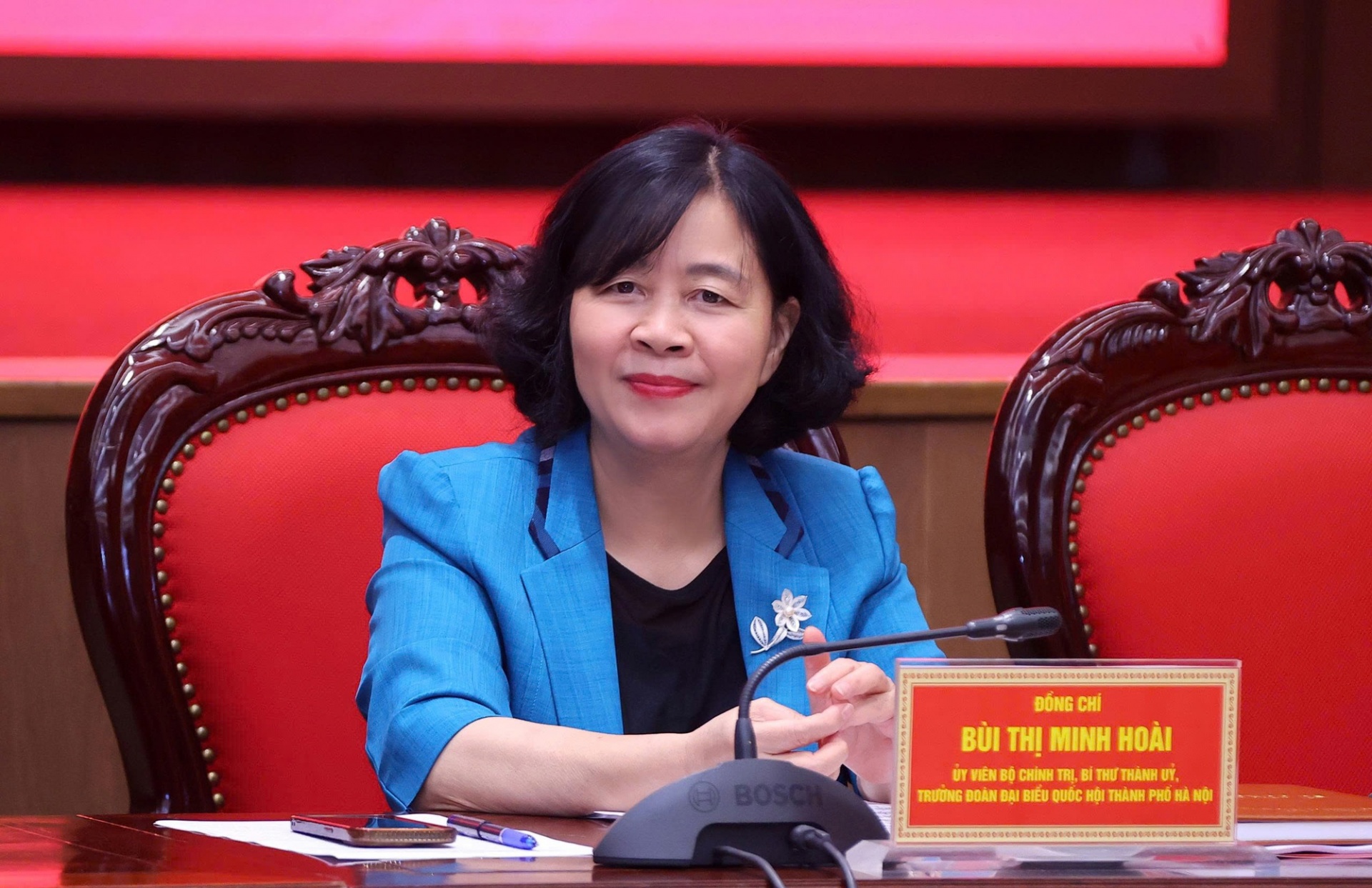   Đồng chí Bùi Thị Minh Hoài, Ủy viên Bộ Chính trị, Bí thư Thành ủy Hà Nội, Trưởng đoàn Đại biểu Quốc hội Hà Nội