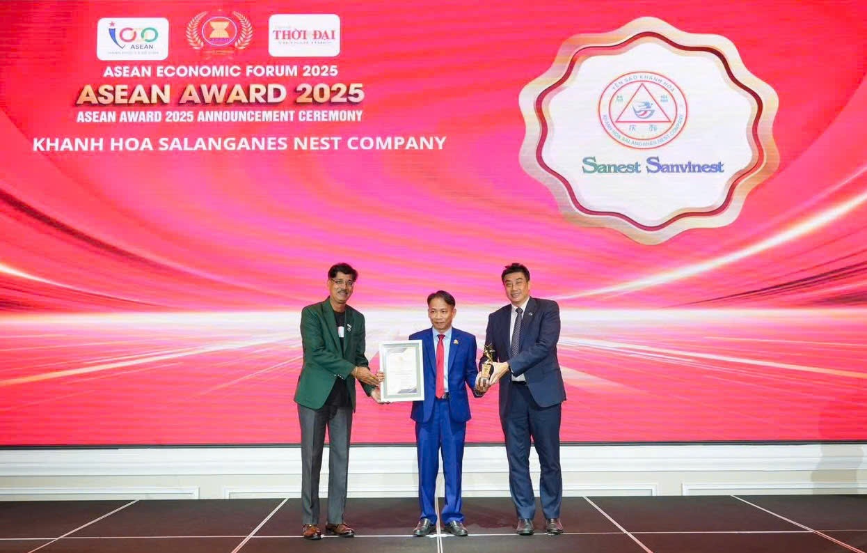 Yến sào Khánh Hoà nhận Giải thưởng TOP 10 Thương hiệu Nổi tiếng ASEAN 2025