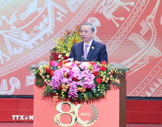 Tổng Bí thư Tô Lâm phát biểu tại Lễ kỷ niệm 80 năm thành lập Chính phủ. (Ảnh: TTXVN) Tổng Bí thư Tô Lâm phát biểu tại Lễ kỷ niệm 80 năm thành lập Chính phủ. (Ảnh: TTXVN)