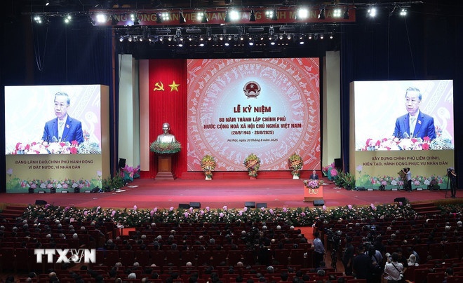 Tổng Bí thư Tô Lâm phát biểu tại Lễ kỷ niệm 80 năm thành lập Chính phủ. (Ảnh: TTXVN) Tổng Bí thư Tô Lâm phát biểu tại Lễ kỷ niệm 80 năm thành lập Chính phủ. (Ảnh: TTXVN)